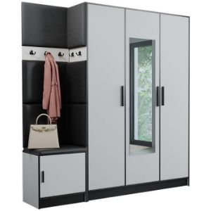 Obrazek Garderoba Roj 14 biała + Madryt 1100 ekoskóra czarna