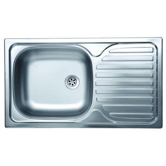 Obrazek Zlewozmywak stalowy jednokomorowy N-140 1K 435/760 wpuszczany plus syfon 