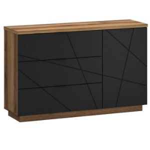 Obrazek Komoda Orient E 1d3s Dąb Delano Ciemny/Czarny