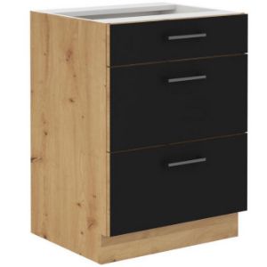 Obrazek Szafka kuchenna Modena 60d 3s bb czarny/dąb artisan