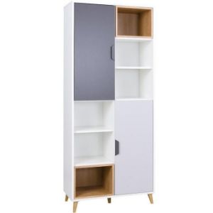 Obrazek Regał Joker 3 Biały/Grafit/Szary/Dąb Lefkas