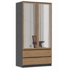 Obrazek Szafa Umo S2 z lustrem (antracyt/dąb artisan)