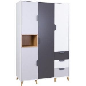 Obrazek Szafa Joker 1 120 Biały/Grafit/Szary/Dąb Lefkas