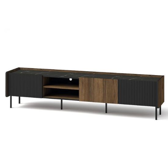 Obrazek Komoda RTV Prestigo P8 3D Orzech War/San Seb/Czarny Mat