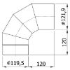 Obrazek Kolano stałe KS 120/90-CZ6 szara