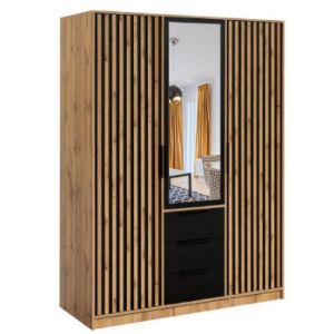 Obrazek Szafa Bali D3 lux czarny/wotan/lustro