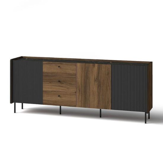 Obrazek Komoda Prestigo P6 3d3s Orzech War/San Seb/Czarny Mat