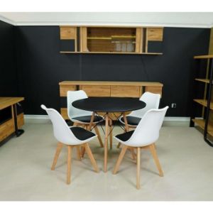 Obrazek Zestaw stół i krzesła Nel 1+4 czarny/biały