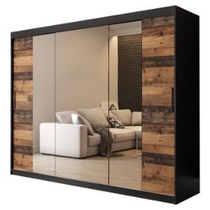 Obrazek Szafa Old Wood T2 250 Czarny/Old Style/Lustro