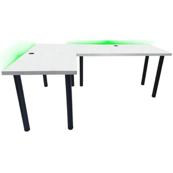 Obrazek Biurko Gamingowe Narożne 136x66x28 Model 2 Biały Low