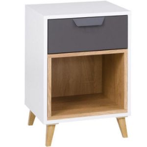 Obrazek Szafka nocna Joker 11 Biały/Grafit/Szary/Dąb Lefkas