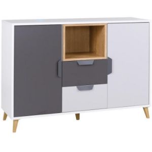 Obrazek Komoda Joker 8 Biały/Grafit/Szary/Dąb Lefkas