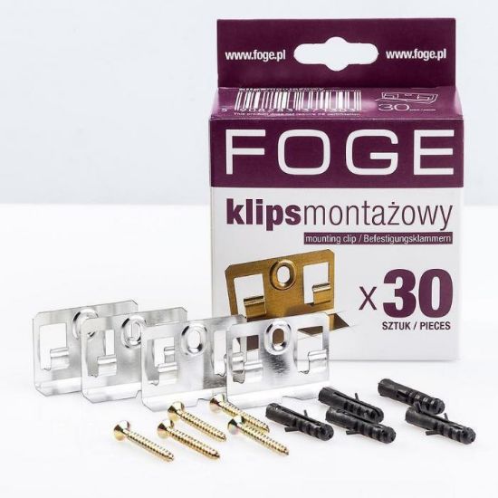 Obrazek Klamry do listew Foge + kołki 30szt