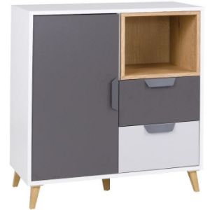 Obrazek Komoda Joker 9 Biały/Grafit/Szary/Dąb Lefkas