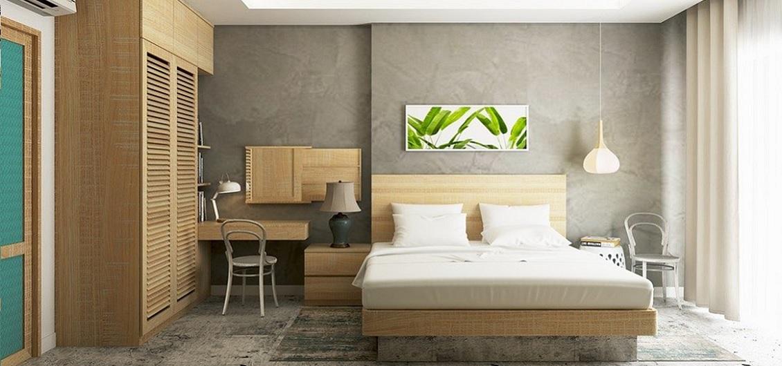 Mała sypialnia w bloku. Elegancja może iść w parze z przytulnością.