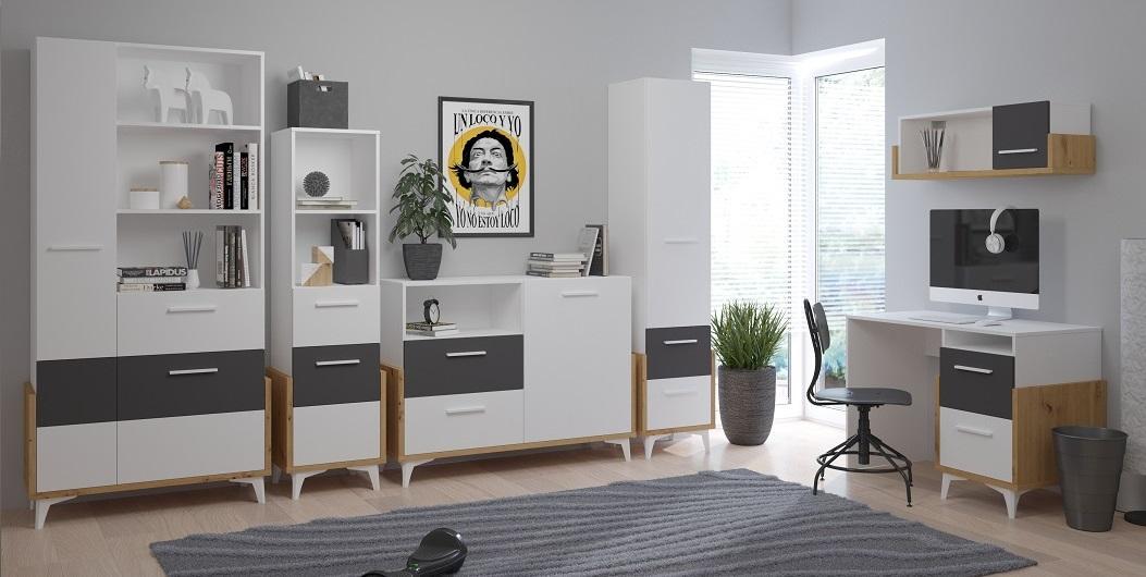 System Hey dąb artisan/biały/grafit