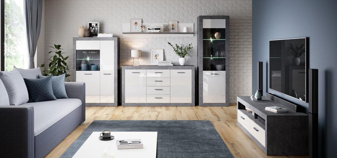 System Trebbia beton ciemnoszary/biały połysk