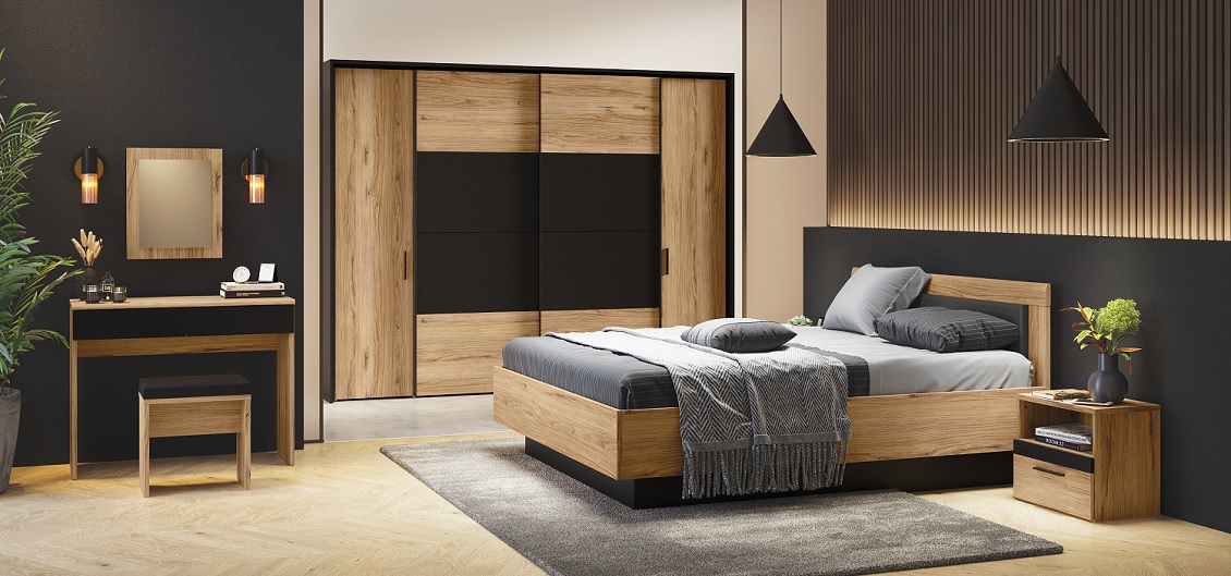 Sypialnia Dalate dąb catania/czarny