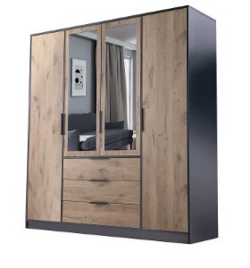 Obrazek Szafa z lustrem Lati D4 czarny mat/viking