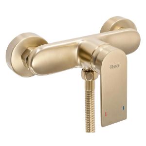 Obrazek Bateria natryskowa z zestawem wannowym Rea Verso złoto szczotkowane 