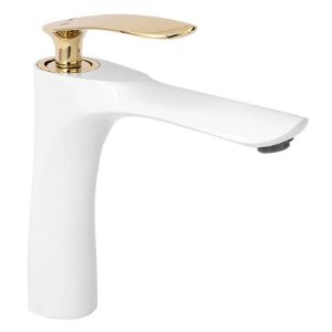 Obrazek Bateria umywalkowa Rea Orbit biało-złota 