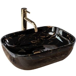 Obrazek  Umywalka nablatowa Belinda Black Marble Shiny 