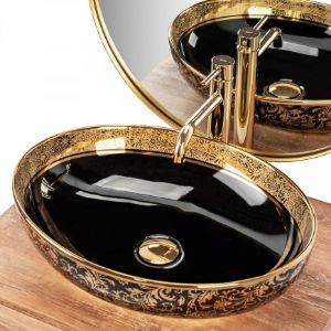 Obrazek  Umywalka nablatowa Margot Black/Gold 