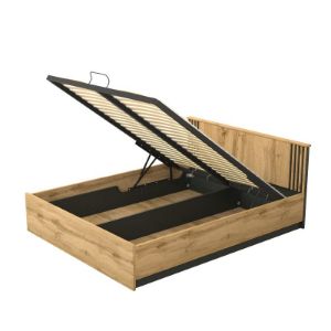 Obrazek Łóżko z pojemnikiem Sole 160x200 LA26 dąb wotan/czarny mat