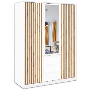 Obrazek Szafa Bali D3 Lux biały/wotan/lustro