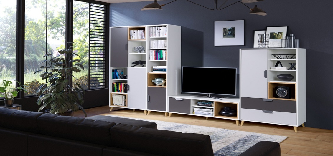 System Joker Biały/Grafit/Szary/Dąb Lefkas