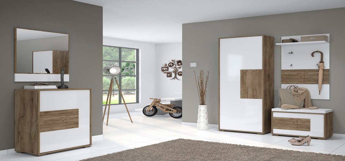 Przedpokój Stela Tobacco Oak/Crystal White