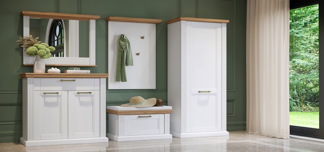 Przedpokój Tara Biały mat/Walnut