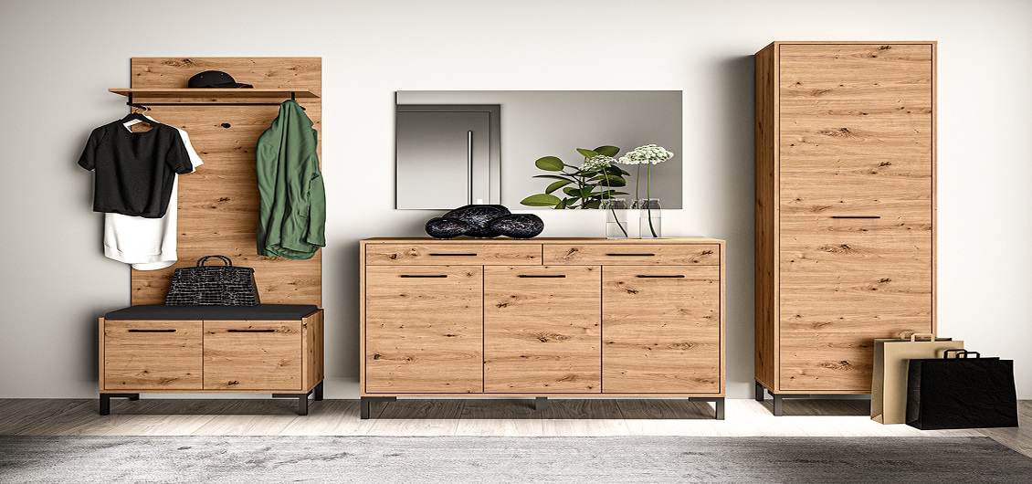 Garderoba Nevio w kolorze dąb artisan