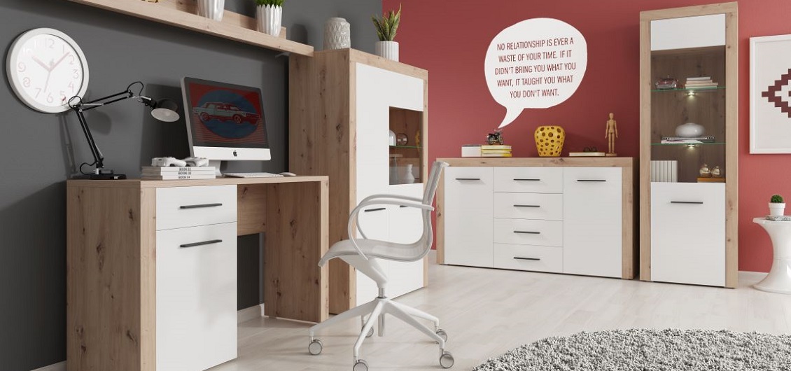 System Elso II dąb artisan/biały połysk