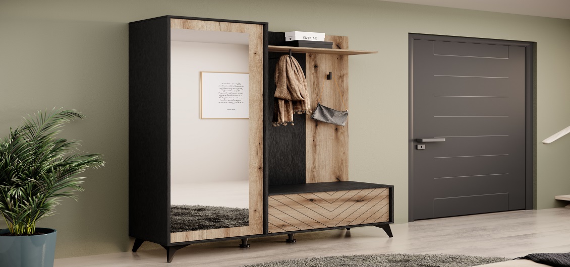 Przedpokój Diamond Dąb Evoke/Czarny