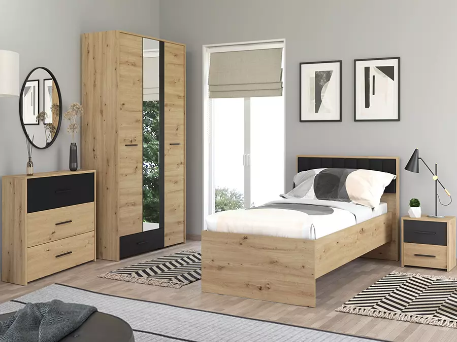 Sypialnia Varadero Dąb Artisan/Czarny