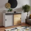 Obrazek Komoda Retro 120 Biały/Craft +Czarne Uchwyty