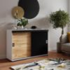 Obrazek Komoda Retro 140 Biały/Craft/Czarny + Uchwyty Biały I Czarny