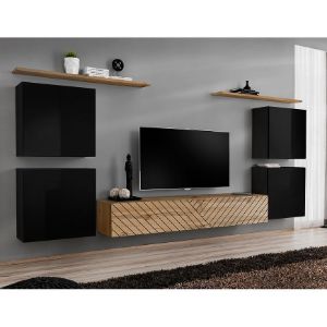 Obrazek Meblościanka Switch IV Line Czarny/Wotan