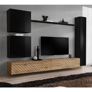 Obrazek Meblościanka Switch VIII Line Czarny/Wotan