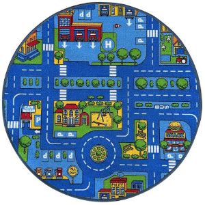 Obrazek Dywan Kids City 1,0/1,0 okrągły niebieski 