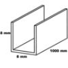 Obrazek Profil U aluminiowy srebrny 8x8x1000