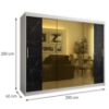 Obrazek Szafa Platinum T2 250 biały marmur/czarny 