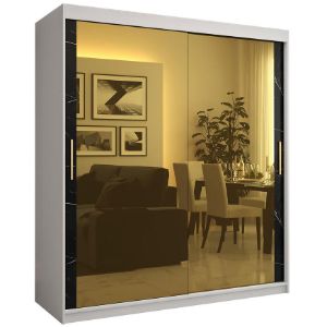 Obrazek Szafa Platinum T3 180 biały marmur/czarny 