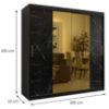 Obrazek Szafa Platinum T1 200 czarny marmur/czarny 
