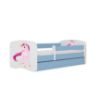 Obrazek Łóżko dziecięce z materacem i szufladą Babydreams Niebieski 80x160 Jednorożec
