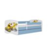 Obrazek Łóżko dziecięce z materacem i szufladą Babydreams Niebieski 80x160 Koparka