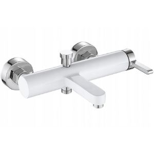 Obrazek Bateria wannowa z zestawem wannowym Rea Polo biała chrom