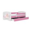 Obrazek Łóżko dziecięce z materacem i szufladą Babydreams Różowe 70x140 Konik