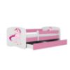 Obrazek Łóżko dziecięce z materacem i szufladą Babydreams Różowe 70x140 Jednorożec